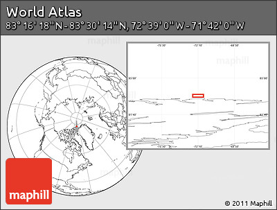 Blank Location Map of the Area around 83° 23' 16" N, 72° 10' 30" W