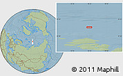 Savanna Style Location Map of the area around 83° 23' 16" N, 96° 7' 30" E, hill shading