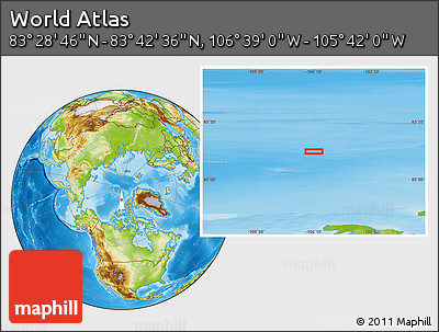 Physical Location Map of the Area around 83° 35' 41" N, 106° 10' 30" W