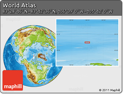 Physical Location Map of the Area around 83° 35' 41" N, 106° 10' 30" W