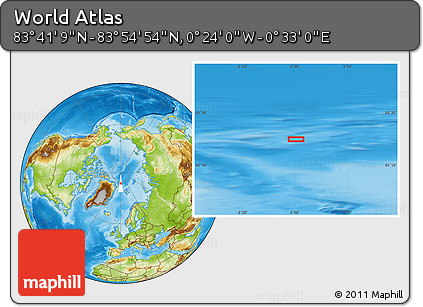 Physical Location Map of the Area around 83° 48' 1" N, 0° 4' 30" E