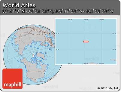 Gray Location Map of the Area around 83° 48' 1" N, 105° 19' 29" W