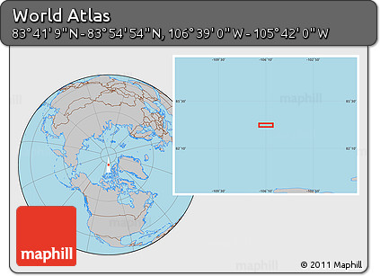 Gray Location Map of the Area around 83° 48' 1" N, 106° 10' 30" W