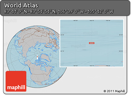 Gray Location Map of the Area around 83° 48' 1" N, 106° 10' 30" W, hill shading