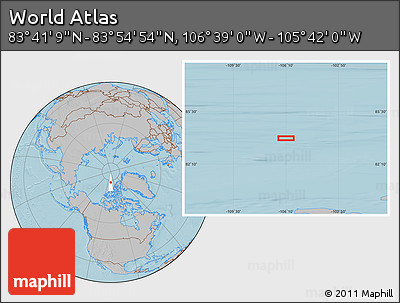 Gray Location Map of the Area around 83° 48' 1" N, 106° 10' 30" W, hill shading