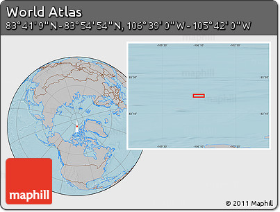 Gray Location Map of the Area around 83° 48' 1" N, 106° 10' 30" W, hill shading