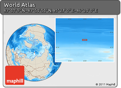 Shaded Relief Location Map of the Area around 83° 48' 1" N, 85° 55' 30" E