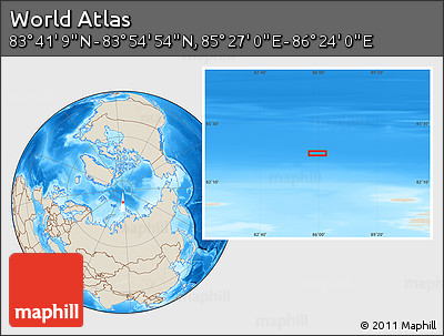 Shaded Relief Location Map of the Area around 83° 48' 1" N, 85° 55' 30" E