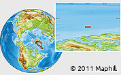 Physical Location Map of the area around 83° 48' 1" N, 89° 10' 30" W