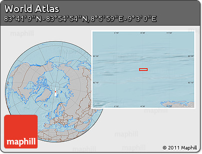 Gray Location Map of the Area around 83° 48' 1" N, 8° 34' 29" E, hill shading
