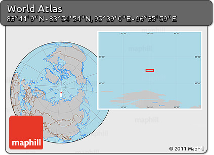 Gray Location Map of the Area around 83° 48' 1" N, 96° 7' 30" E