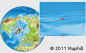 Physical Location Map of the area around 84° 0' 16" N, 2° 37' 30" E