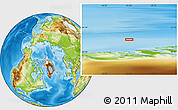 Physical Location Map of the area around 84° 0' 16" N, 52° 37' 30" W