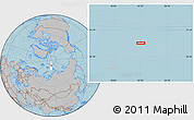 Gray Location Map of the area around 84° 0' 16" N, 83° 22' 30" E, hill shading