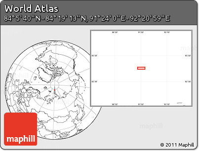 Blank Location Map of the Area around 84° 12' 27" N, 91° 52' 30" E