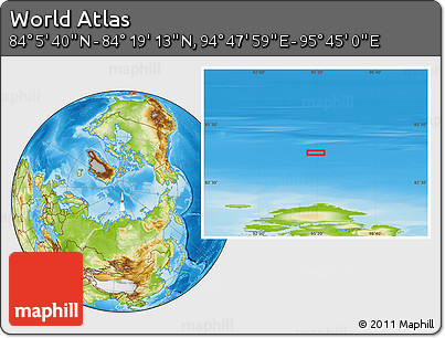 Physical Location Map of the Area around 84° 12' 27" N, 95° 16' 30" E