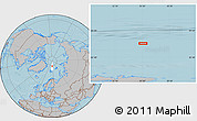 Gray Location Map of the area around 84° 24' 32" N, 25° 34' 30" E, hill shading