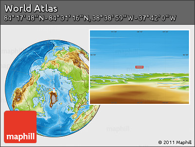 Physical Location Map of the Area around 84° 24' 32" N, 38° 10' 29" W