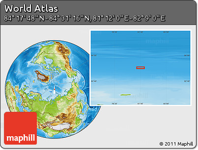 Physical Location Map of the Area around 84° 24' 32" N, 81° 40' 30" E