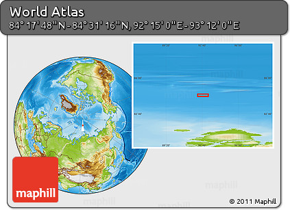 Physical Location Map of the Area around 84° 24' 32" N, 92° 43' 29" E
