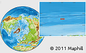 Physical Location Map of the area around 84° 24' 32" N, 9° 25' 30" E