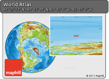 Physical Location Map of the Area around 84° 36' 33" N, 83° 13' 29" W