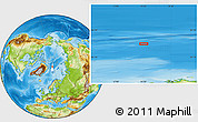 Physical Location Map of the area around 84° 48' 28" N, 15° 22' 30" E