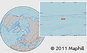 Gray Location Map of the area around 84° 48' 28" N, 18° 46' 29" E, hill shading