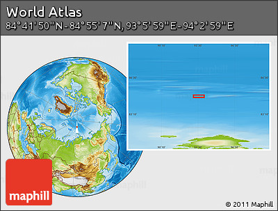 Physical Location Map of the Area around 84° 48' 28" N, 93° 34' 29" E