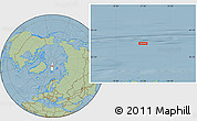 Savanna Style Location Map of the area around 85° 0' 19" N, 21° 19' 30" E, hill shading