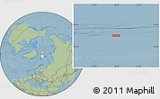 Savanna Style Location Map of the area around 85° 0' 19" N, 28° 7' 30" E, hill shading