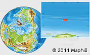 Physical Location Map of the area around 85° 0' 19" N, 95° 16' 30" E