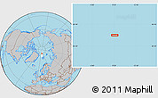 Gray Location Map of the area around 85° 0' 19" N, 9° 25' 30" E
