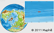 Physical Location Map of the area around 85° 0' 19" N, 9° 25' 30" E