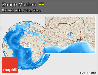 Shaded Relief Location Map of Zongo Macheri