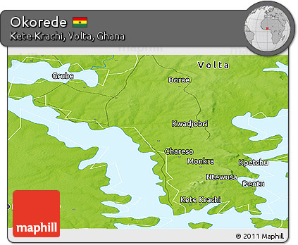 Physical Panoramic Map of Okorede