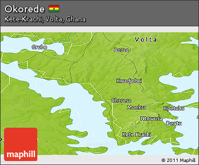 Physical Panoramic Map of Okorede