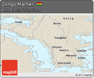Shaded Relief Panoramic Map of Zongo Macheri