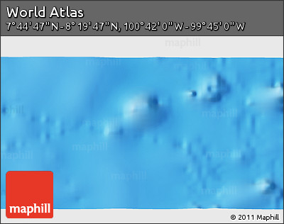 Shaded Relief 3D Map of the Area around 8° 2' 17" N, 100° 13' 29" W