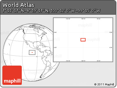 Blank Location Map of the Area around 8° 2' 17" N, 100° 13' 29" W