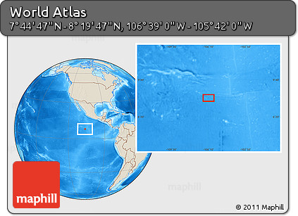 Shaded Relief Location Map of the Area around 8° 2' 17" N, 106° 10' 30" W