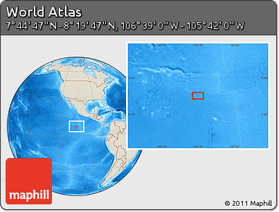 Shaded Relief Location Map of the Area around 8° 2' 17" N, 106° 10' 30" W