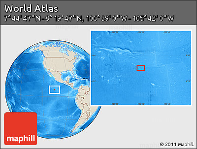 Shaded Relief Location Map of the Area around 8° 2' 17" N, 106° 10' 30" W