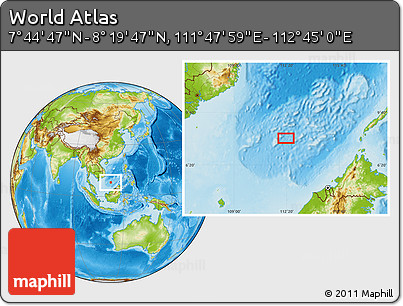 Physical Location Map of the Area around 8° 2' 17" N, 112° 16' 30" E