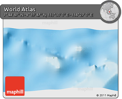 Physical 3D Map of the Area around 8° 2' 17" N, 113° 58' 29" E