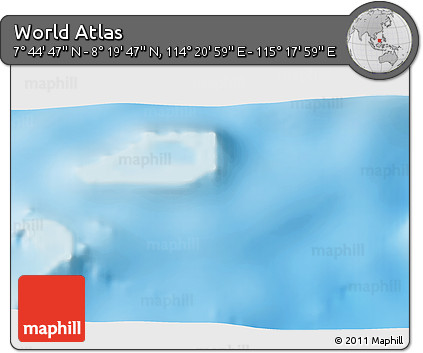 Physical 3D Map of the Area around 8° 2' 17" N, 114° 49' 29" E