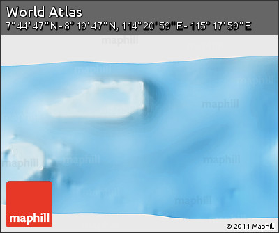 Physical 3D Map of the Area around 8° 2' 17" N, 114° 49' 29" E