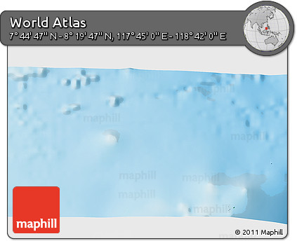 Physical 3D Map of the Area around 8° 2' 17" N, 118° 13' 29" E