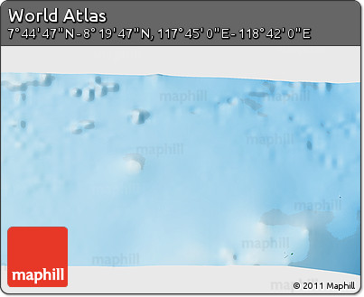 Physical 3D Map of the Area around 8° 2' 17" N, 118° 13' 29" E