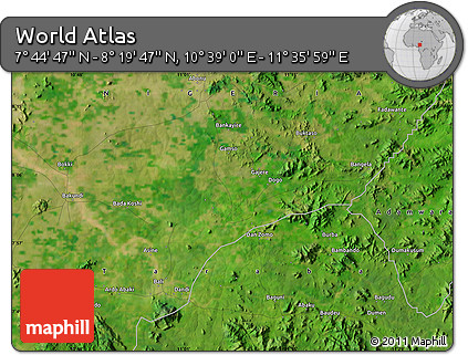 Satellite Map of the Area around 8° 2' 17" N, 11° 7' 30" E